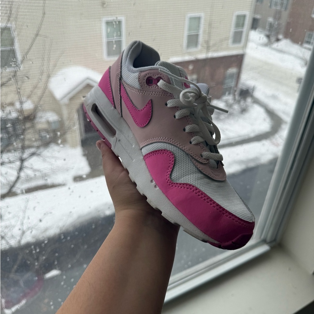Nike Women's Pink and White Sneakers air max 1 boys size 6 - Picture 7 of 12